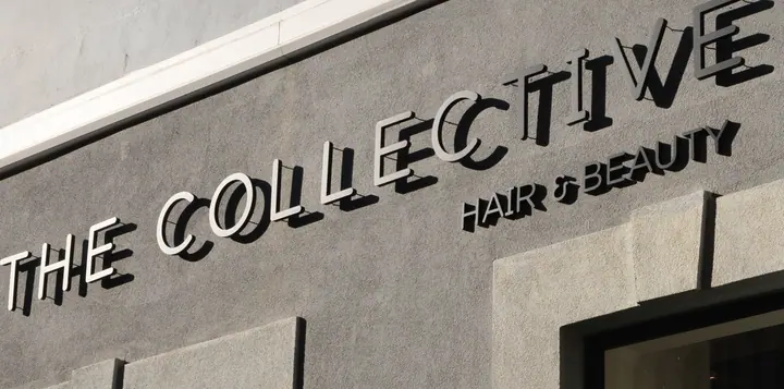 The frontage on Engineer Lane, with The Collective's signage above the door.