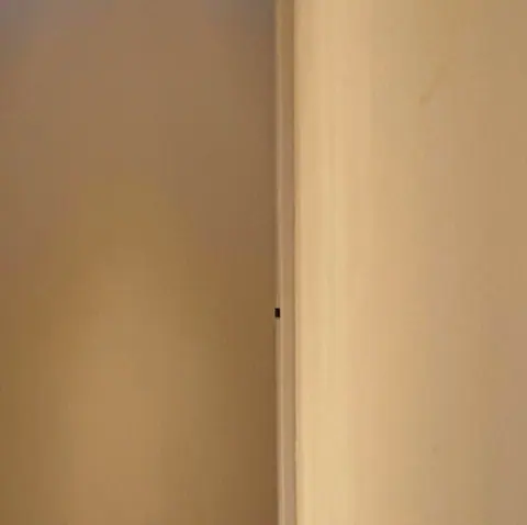 A plain stretch of warm plaster wall.